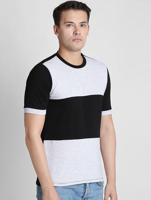 black color block cut & sew t-shirt - 16702222 - Standard Image - 2