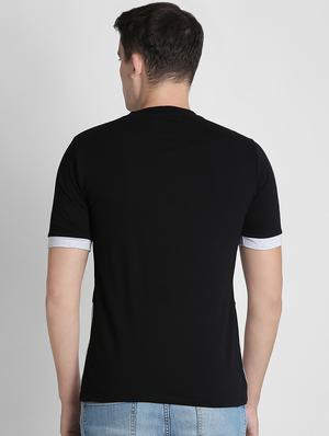 black color block cut & sew t-shirt - 16702222 - Standard Image - 3