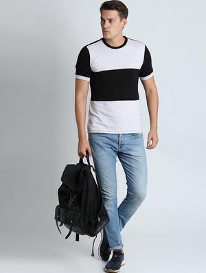 black color block cut & sew t-shirt - 16702222 - Standard Image - 4