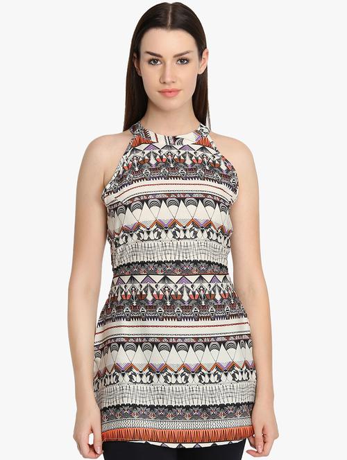 halter neck printed tunic - 16702229 - Standard Image - 1