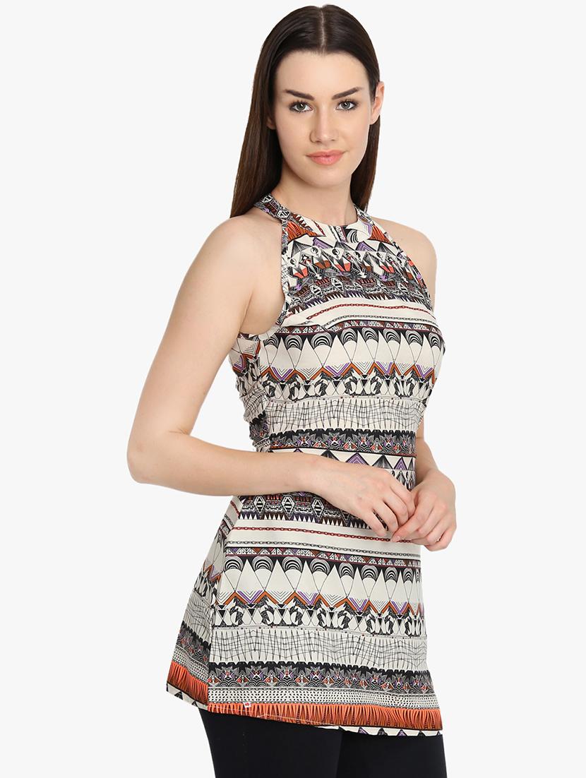 halter neck printed tunic - 16702229 - Zoom Image - 2