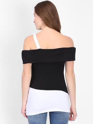 color block single cold shoulder top - 16702234 - Standard Image - 3
