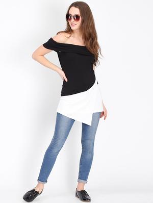 color block single cold shoulder top - 16702234 - Standard Image - 4