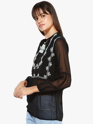 tie up neck bishop sleeved top - 16702239 - Standard Image - 2