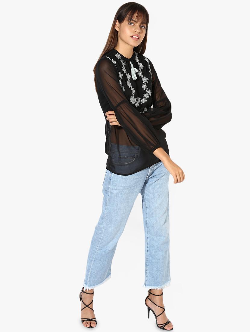 tie up neck bishop sleeved top - 16702239 - Zoom Image - 4