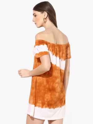off shoulder tie & dye a-line dress - 16702241 - Standard Image - 3