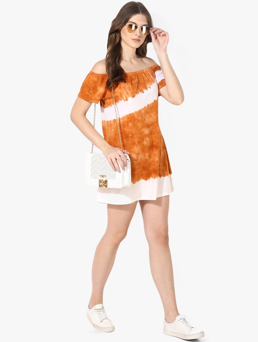 off shoulder tie & dye a-line dress - 16702241 - Zoom Image - 4
