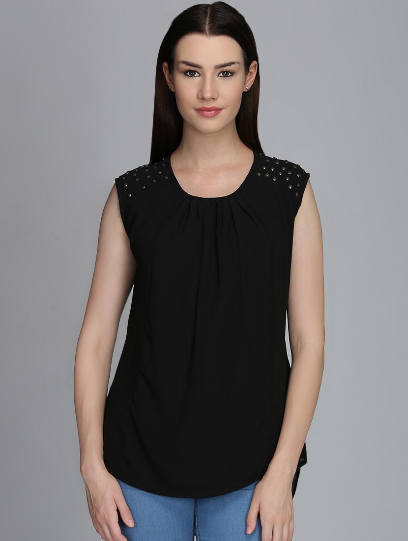 round neck embellished detail top - 16702243 - Zoom Image - 1