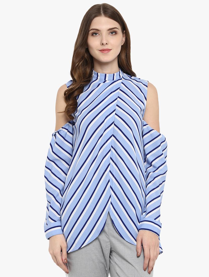 cold shoulder striped top - 16702249 - Zoom Image - 1