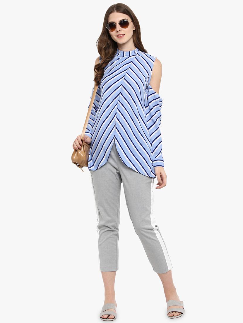 cold shoulder striped top - 16702249 - Zoom Image - 4
