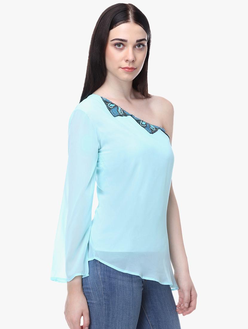 single shoulder solid top - 16702254 - Zoom Image - 2