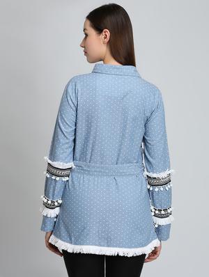 tie front lace detail tunic - 16702262 - Standard Image - 3