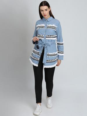 tie front lace detail tunic - 16702262 - Standard Image - 4