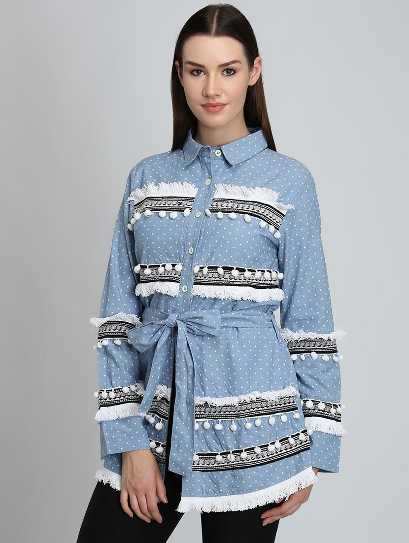 tie front lace detail tunic - 16702262 - Zoom Image - 2