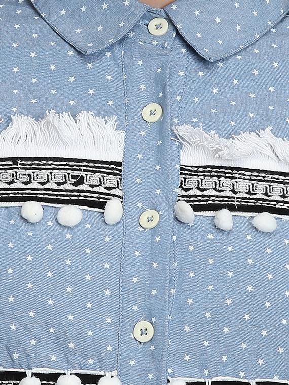 tie front lace detail tunic - 16702262 - Zoom Image - 5