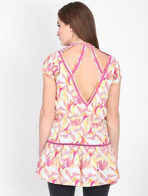 lace detail styled back tunic - 16702266 - Standard Image - 3