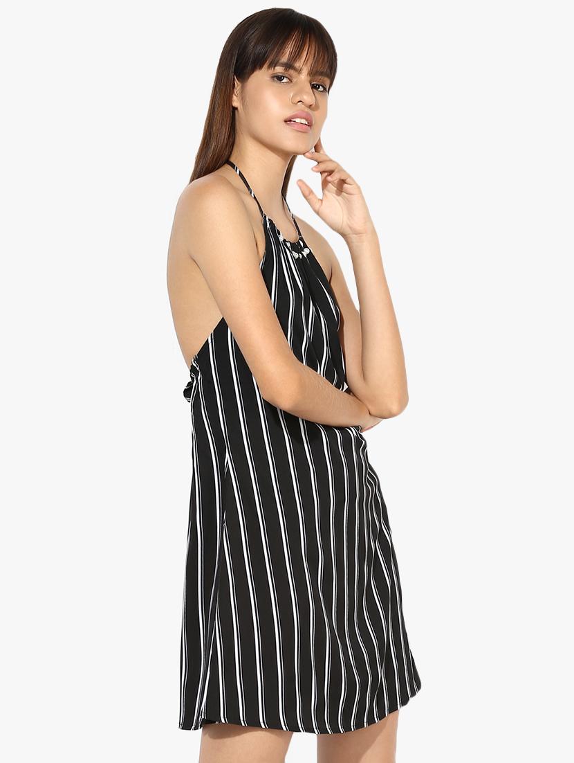 halter neck striped a-line dress - 16702267 - Zoom Image - 2
