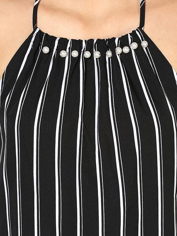 halter neck striped a-line dress - 16702267 - Zoom Image - 5