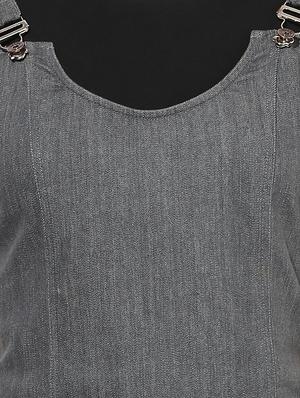 round neck solid pinafore dress - 16702272 - Standard Image - 5