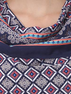 cowl neck printed asymmetric top - 16702282 - Standard Image - 5