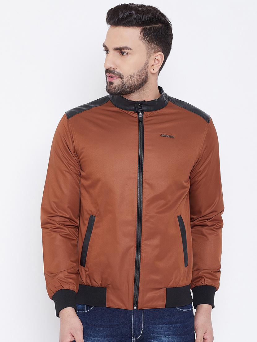 brown solid bomber jacket - 16702355 - Zoom Image - 1