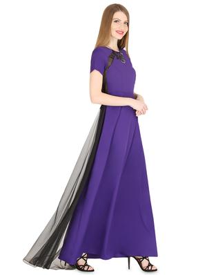 contrast mesh paneled maxi dress - 16702434 - Standard Image - 2