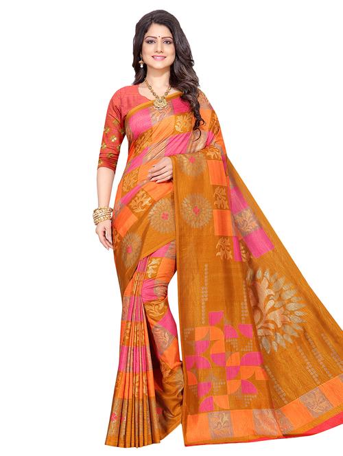 checkered printed saree with blouse - 16702447 - Very Small Image - 1