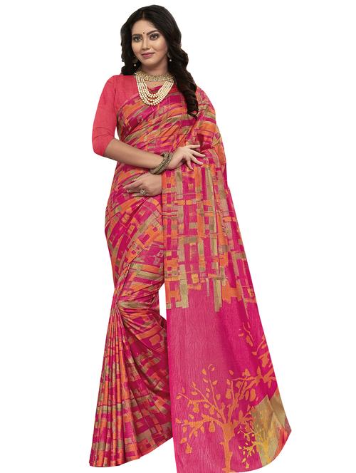 abstract printed saree with blouse - 16702466 - Standard Image - 1