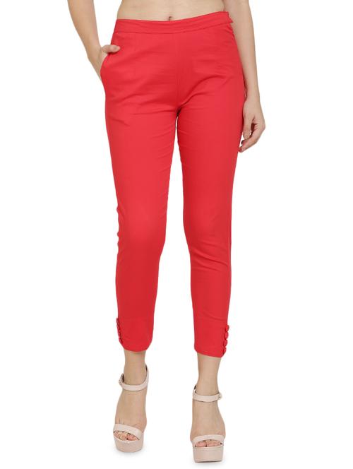 high rise button detail trouser - 16702696 - Standard Image - 1