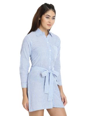 tie front striped shirt dress - 16702718 - Standard Image - 2