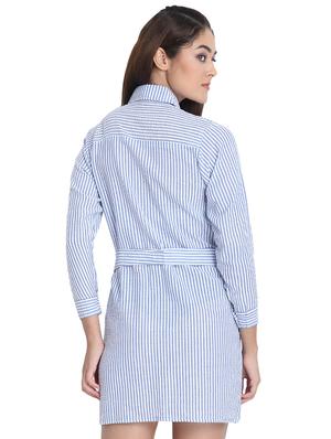 tie front striped shirt dress - 16702718 - Standard Image - 3