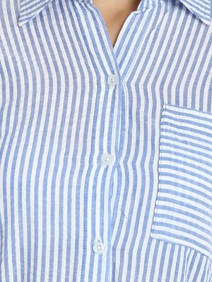 tie front striped shirt dress - 16702718 - Standard Image - 5