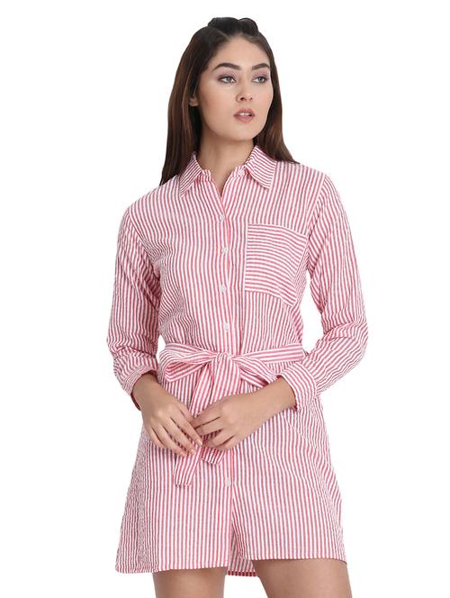 tie front striped shirt dress - 16702720 - Standard Image - 1