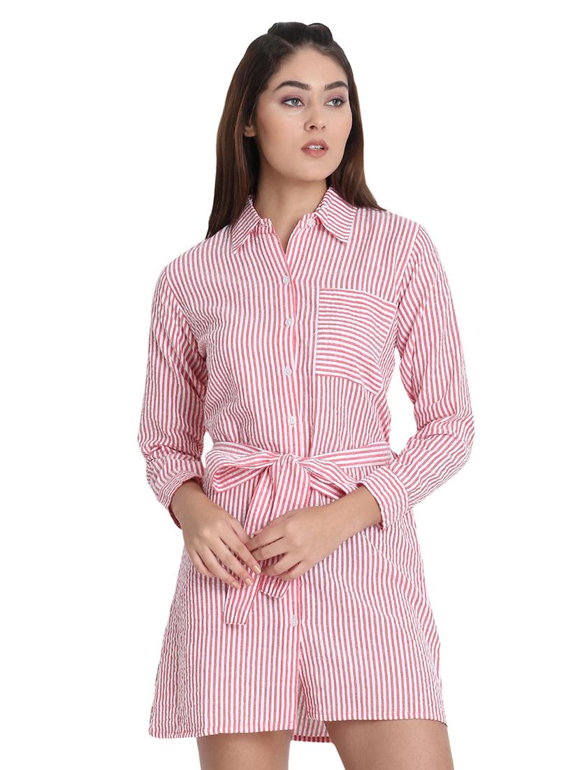 tie front striped shirt dress - 16702720 - Zoom Image - 1