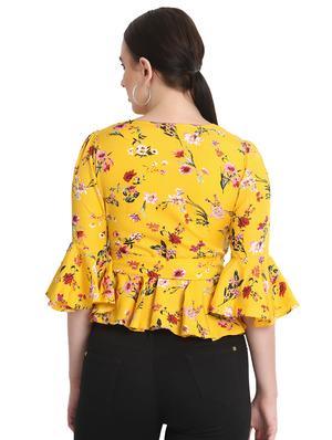 tie front floral peplum top - 16702722 - Standard Image - 3