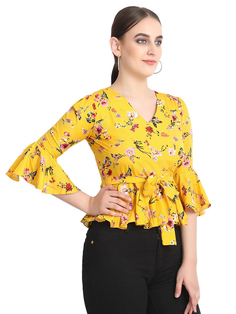 tie front floral peplum top - 16702722 - Zoom Image - 2