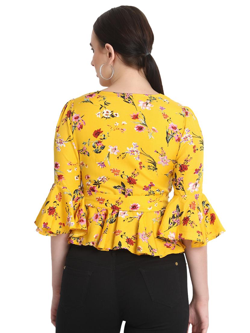 tie front floral peplum top - 16702722 - Zoom Image - 3