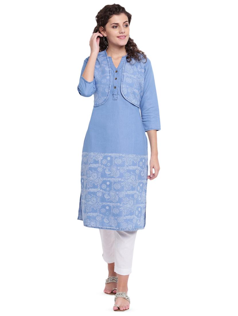 denim kurta with jacket kurta - 16702762 - Zoom Image - 1