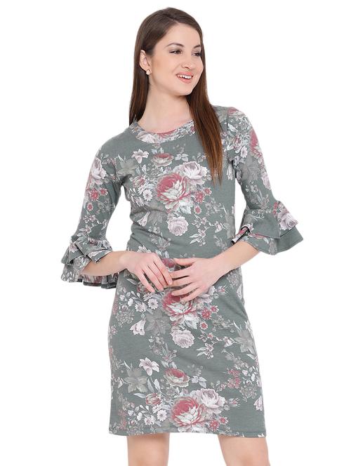 bell sleeved floral sheath dress - 16702810 - Standard Image - 1
