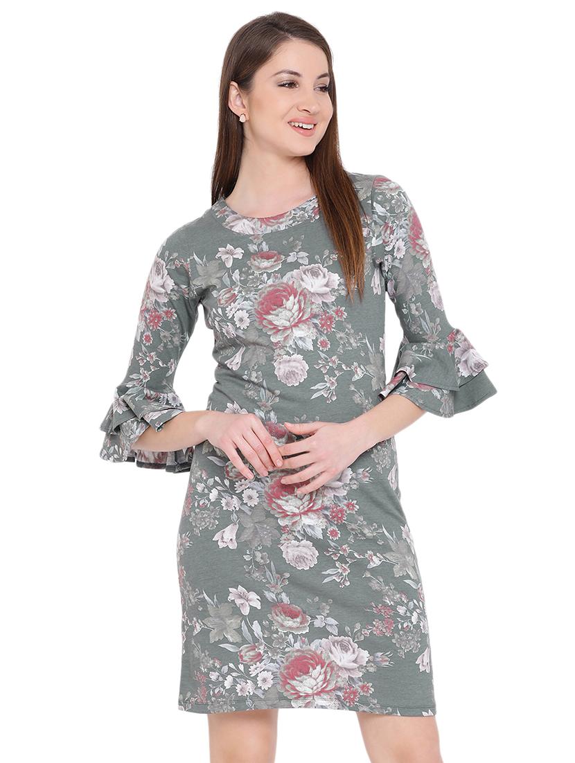 bell sleeved floral sheath dress - 16702810 - Zoom Image - 1