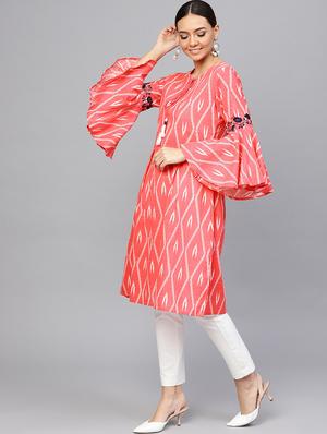 ikat print a-line kurta - 16702936 - Standard Image - 2