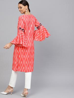 ikat print a-line kurta - 16702936 - Standard Image - 3