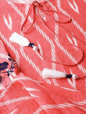 ikat print a-line kurta - 16702936 - Standard Image - 5
