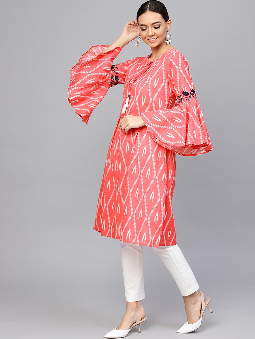 ikat print a-line kurta - 16702936 - Zoom Image - 2
