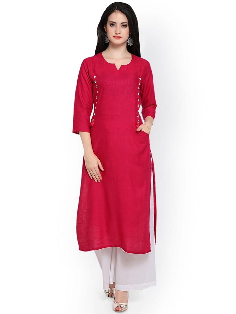 solid straight kurta - 16703011 - Zoom Image - 1