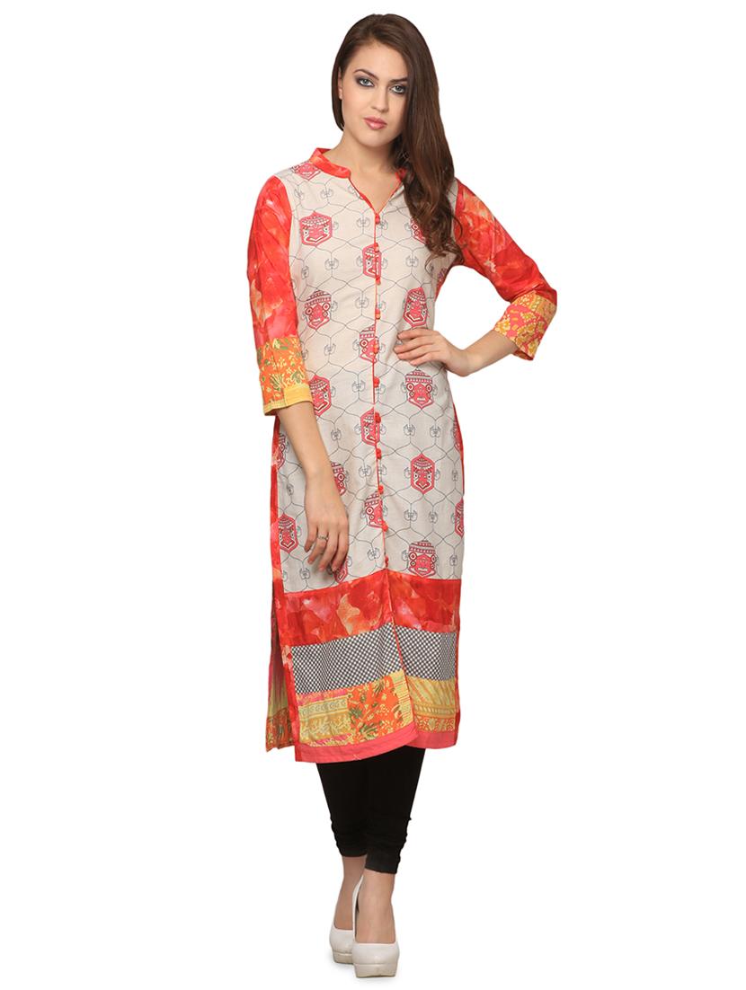 printed straight kurta - 16703013 - Zoom Image - 1