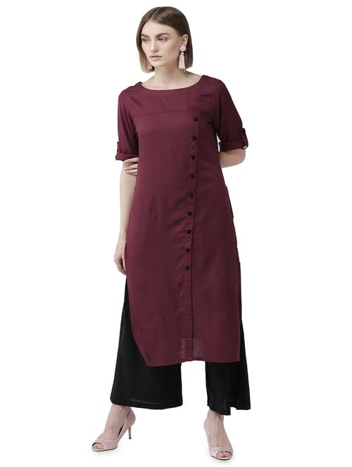 solid straight kurta - 16703062 - Standard Image - 1