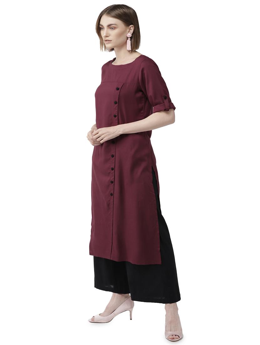 solid straight kurta - 16703062 - Zoom Image - 2
