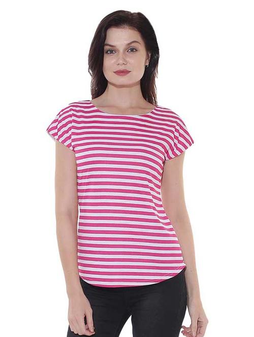 round neck striped top - 16703418 - Standard Image - 1