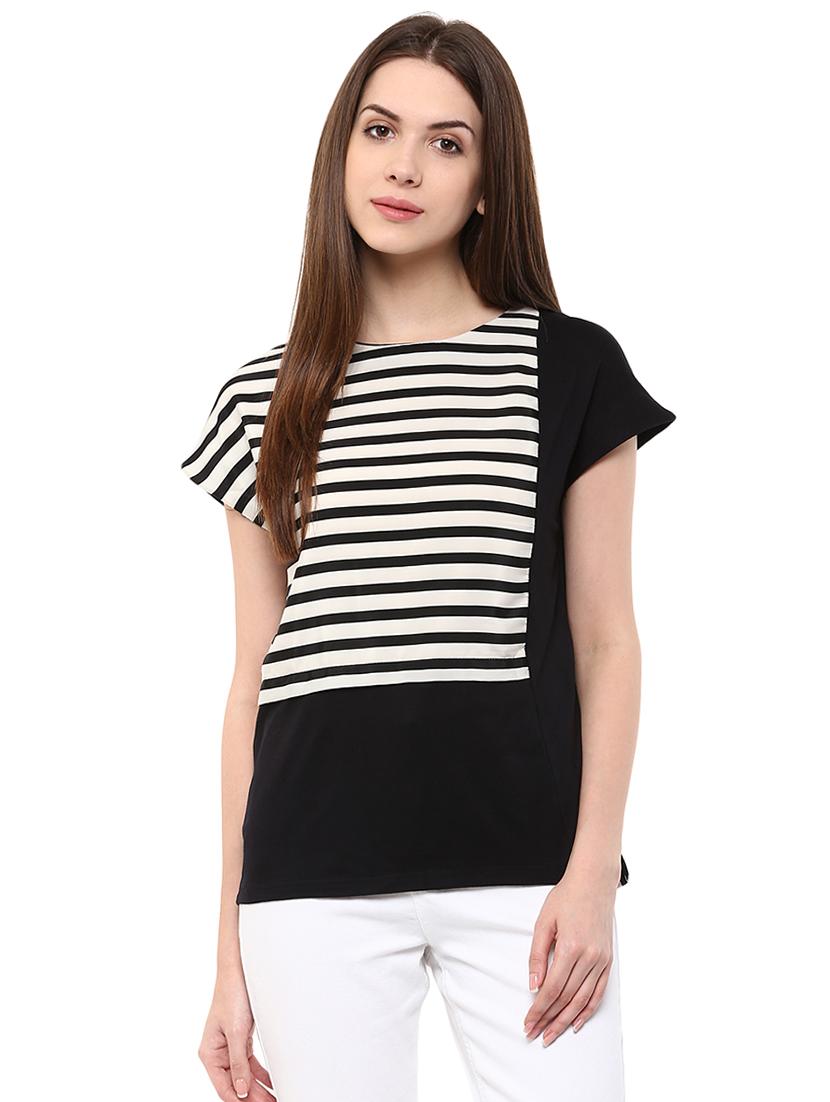 round neck striped top - 16703419 - Zoom Image - 1